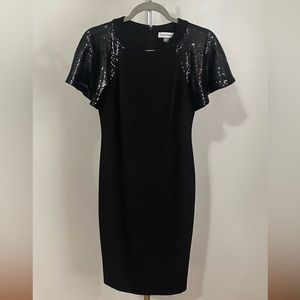 Black Dress with Sequined Sleeves